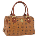 MCM Vicetos Logogram Hand Bag PVC Leather Brown Gold Auth 175062-1