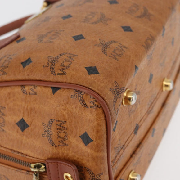 MCM Vicetos Logogram Hand Bag PVC Leather Brown Gold Auth 175062