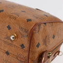 MCM Vicetos Logogram Hand Bag PVC Leather Brown Gold Auth 175062-13