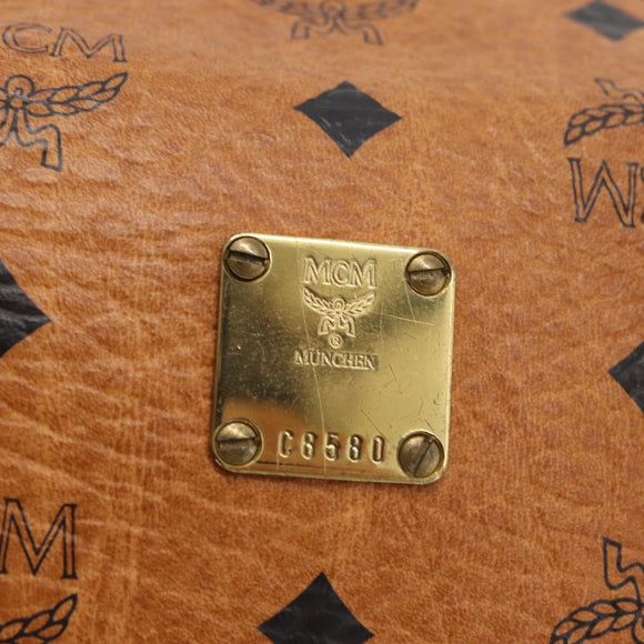MCM Vicetos Logogram Hand Bag PVC Leather Brown Gold Auth 175062