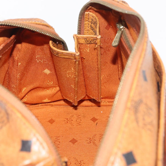 MCM Vicetos Logogram Hand Bag PVC Leather Brown Gold Auth 175062