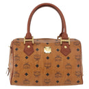 MCM Vicetos Logogram Hand Bag PVC Leather Brown Gold Auth 175062-2