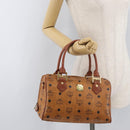 MCM Vicetos Logogram Hand Bag PVC Leather Brown Gold Auth 175062-23