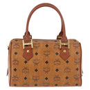 MCM Vicetos Logogram Hand Bag PVC Leather Brown Gold Auth 175062-3