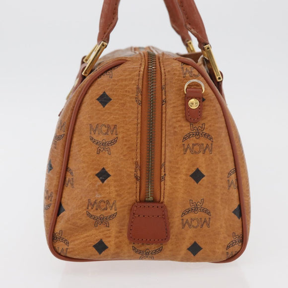 MCM Vicetos Logogram Hand Bag PVC Leather Brown Gold Auth 175062