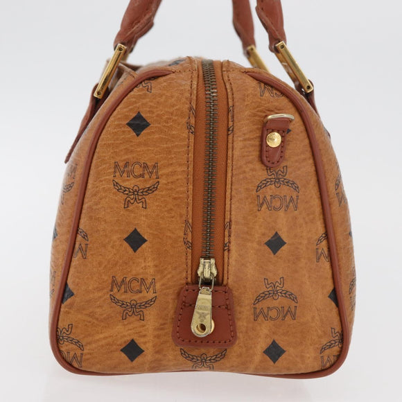 MCM Vicetos Logogram Hand Bag PVC Leather Brown Gold Auth 175062