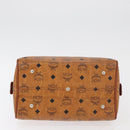 MCM Vicetos Logogram Hand Bag PVC Leather Brown Gold Auth 175062-9