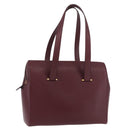 CARTIER Must Line Tote Bag Leather Bordeaux Gold Auth 175064A-1