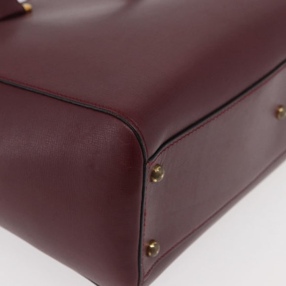 CARTIER Must Line Tote Bag Leather Bordeaux Gold Auth 175064A