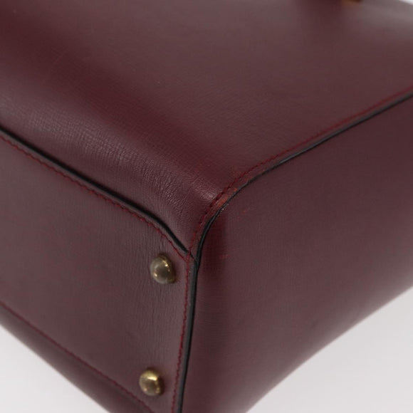 CARTIER Must Line Tote Bag Leather Bordeaux Gold Auth 175064A