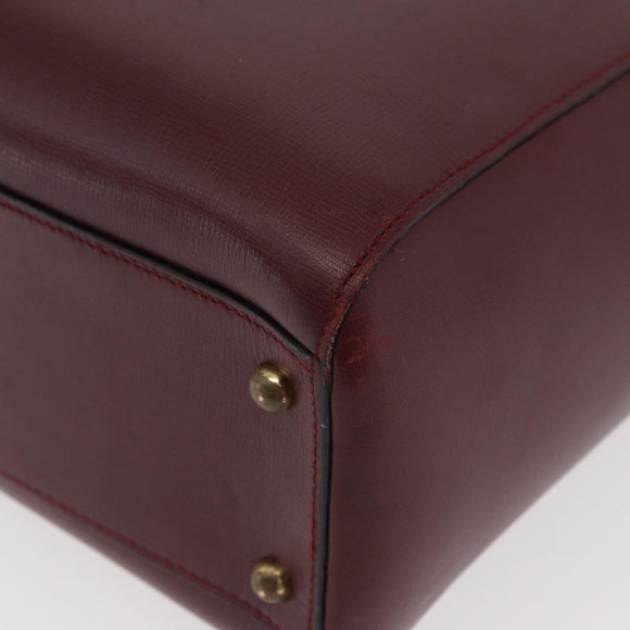 CARTIER Must Line Tote Bag Leather Bordeaux Gold Auth 175064A