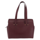 CARTIER Must Line Tote Bag Leather Bordeaux Gold Auth 175064A-13