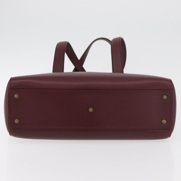 CARTIER Must Line Tote Bag Leather Bordeaux Gold Auth 175064A