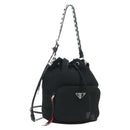 PRADA Purse Shoulder Bag Nylon 2way Black Silver Auth 175065SAM-1