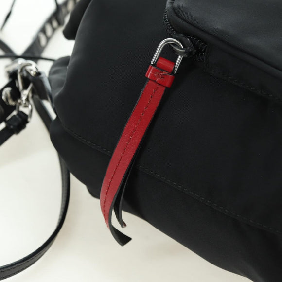 PRADA Purse Shoulder Bag Nylon 2way Black Silver Auth 175065SAM