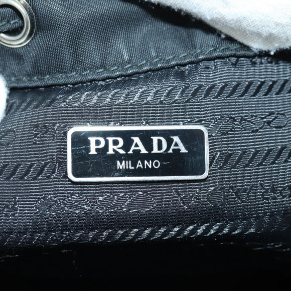 PRADA Purse Shoulder Bag Nylon 2way Black Silver Auth 175065SAM