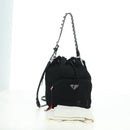 PRADA Purse Shoulder Bag Nylon 2way Black Silver Auth 175065SAM-12