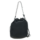 PRADA Purse Shoulder Bag Nylon 2way Black Silver Auth 175065SAM-2
