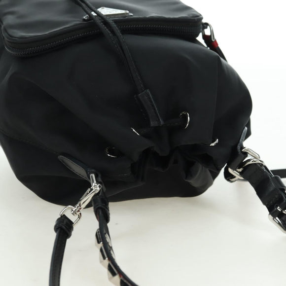 PRADA Purse Shoulder Bag Nylon 2way Black Silver Auth 175065SAM