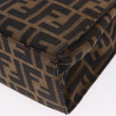 FENDI Zucca Canvas Mamma Baguette Hand Bag Black Brown Auth 175070-15