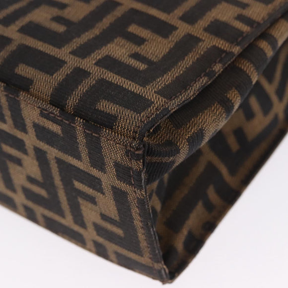 FENDI Zucca Canvas Mamma Baguette Hand Bag Black Brown Auth 175070