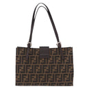FENDI Zucca Canvas Mamma Baguette Hand Bag Black Brown Auth 175070-3