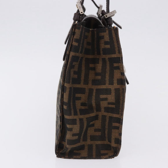 FENDI Zucca Canvas Mamma Baguette Hand Bag Black Brown Auth 175070