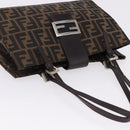 FENDI Zucca Canvas Mamma Baguette Hand Bag Black Brown Auth 175070-7