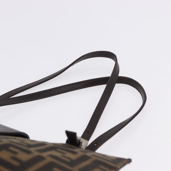 FENDI Zucca Canvas Mamma Baguette Hand Bag Black Brown Auth 175070