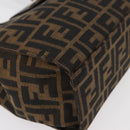 FENDI Zucca Canvas Mamma Baguette Hand Bag Black Brown Auth 175070A-10
