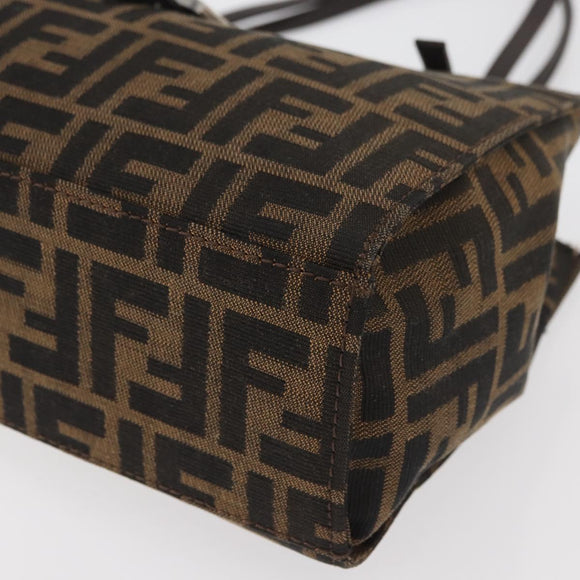 FENDI Zucca Canvas Mamma Baguette Hand Bag Black Brown Auth 175070A