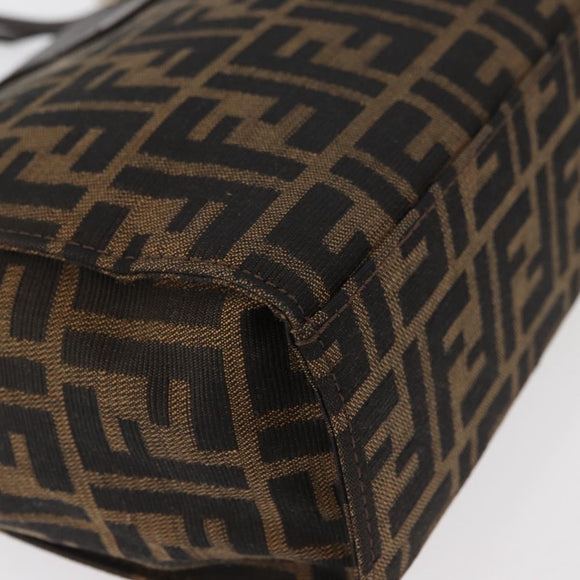 FENDI Zucca Canvas Mamma Baguette Hand Bag Black Brown Auth 175070A