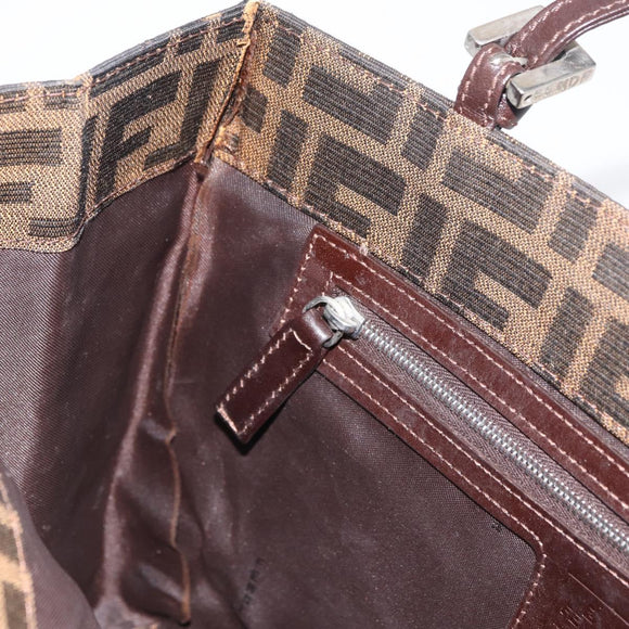 FENDI Zucca Canvas Mamma Baguette Hand Bag Black Brown Auth 175070A