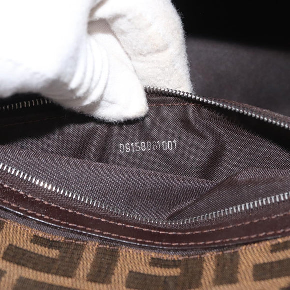 FENDI Zucca Canvas Mamma Baguette Hand Bag Black Brown Auth 175070A