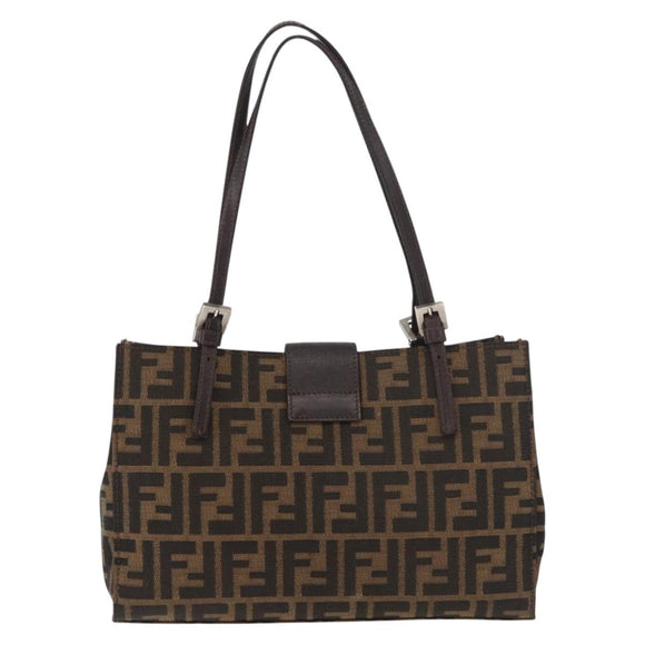 FENDI Zucca Canvas Mamma Baguette Hand Bag Black Brown Auth 175070A