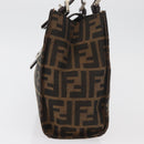 FENDI Zucca Canvas Mamma Baguette Hand Bag Black Brown Auth 175070A-4