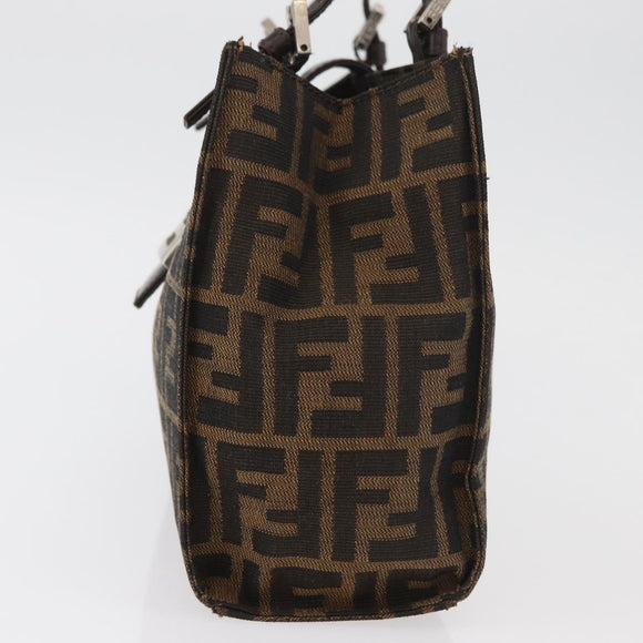 FENDI Zucca Canvas Mamma Baguette Hand Bag Black Brown Auth 175070A