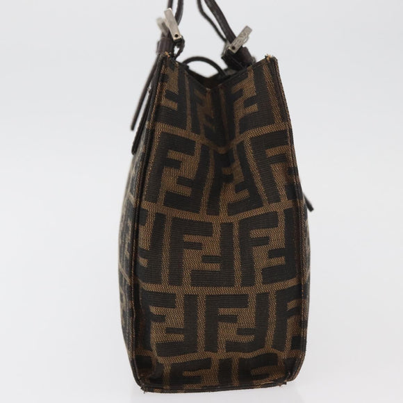 FENDI Zucca Canvas Mamma Baguette Hand Bag Black Brown Auth 175070A