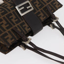 FENDI Zucca Canvas Mamma Baguette Hand Bag Black Brown Auth 175070A-6