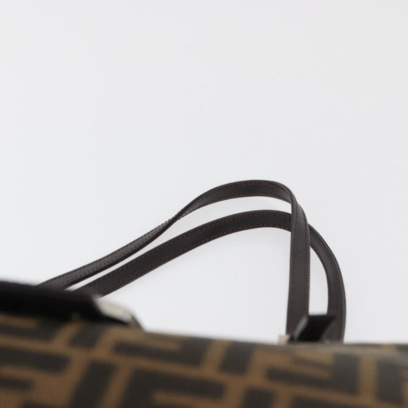 FENDI Zucca Canvas Mamma Baguette Hand Bag Black Brown Auth 175070A