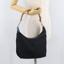 GUCCI Bamboo Shoulder Bag Nylon Navy Silver 000 2855 0531 5 Auth 175077-23