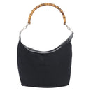 GUCCI Bamboo Shoulder Bag Nylon Navy Silver 000 2855 0531 5 Auth 175077-2