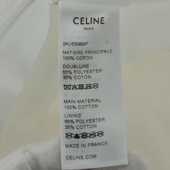 CELINE Bucket Hat Cotton L White Auth 175079M