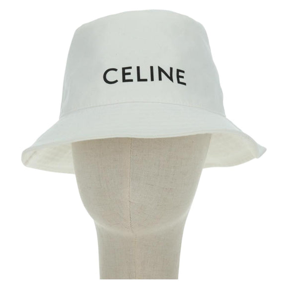 CELINE Bucket Hat Cotton L White Auth 175079M