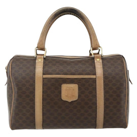 CELINE Macadam Canvas Hand Bag PVC Leather Brown Gold Auth 175085 - 0