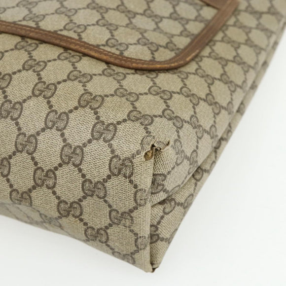 GUCCI GG Supreme Web Sherry Line Tote Bag PVC Beige Gold 120 02 003 Auth 175086