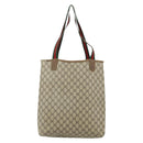GUCCI GG Supreme Web Sherry Line Tote Bag PVC Beige Gold 120 02 003 Auth 175086-3