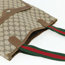 GUCCI GG Supreme Web Sherry Line Tote Bag PVC Beige Gold 120 02 003 Auth 175086-6
