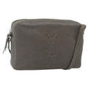 SAINT LAURENT Shoulder Bag Leather Gray Silver Auth 175088A-1
