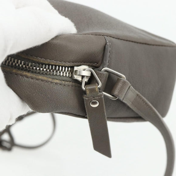 SAINT LAURENT Shoulder Bag Leather Gray Silver Auth 175088A